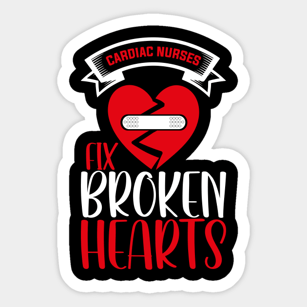 Cardiac Nurses Fix Broken Hearts, Funny Valentines Day Nurse Sticker by mcoshop